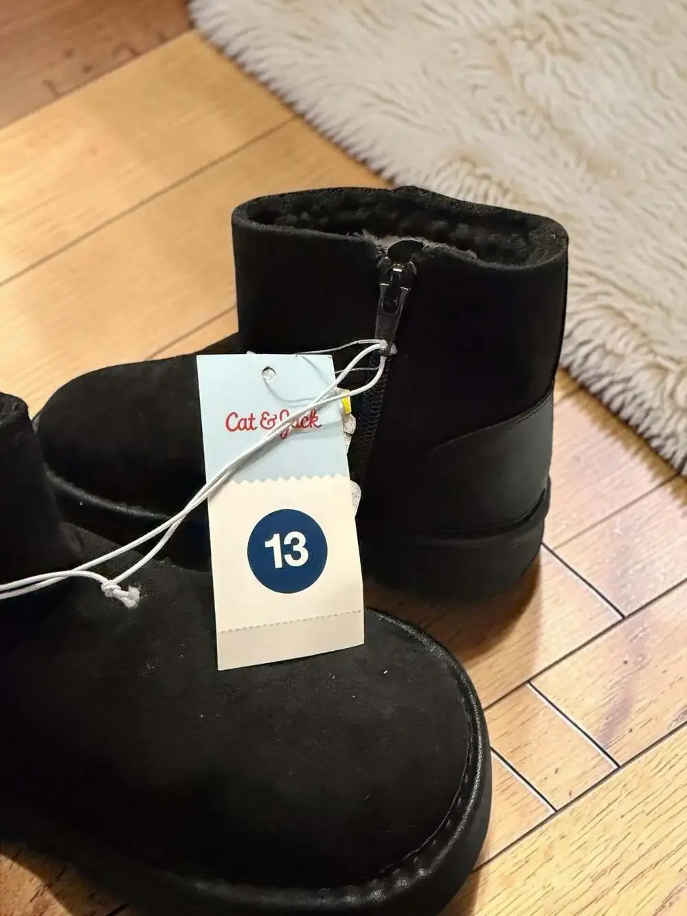 Cat & Jack Kids' Honor Faux Suede Platform Zipper Boots, Black, Size 13